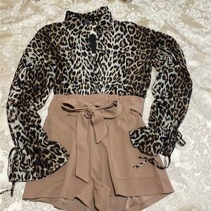 Fashion Nova leopard short romper